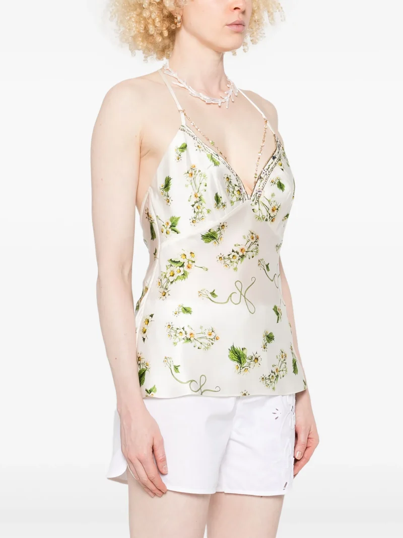 Top Camilla floral-print silk alb - imagine 5