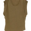 Tricou Marant Etoile gathered-sleeve linen khaki