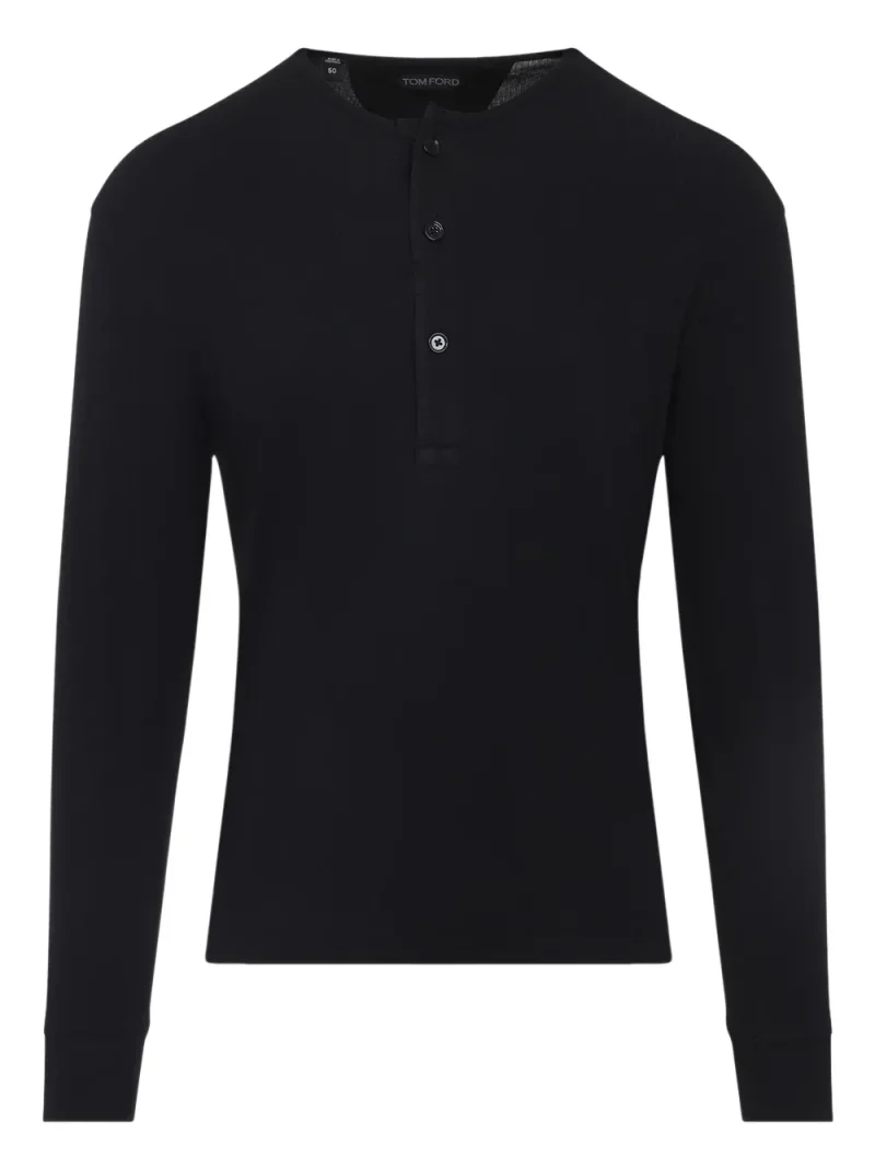 Bluza TOM FORD Button-Placket Long-Sleeve negru