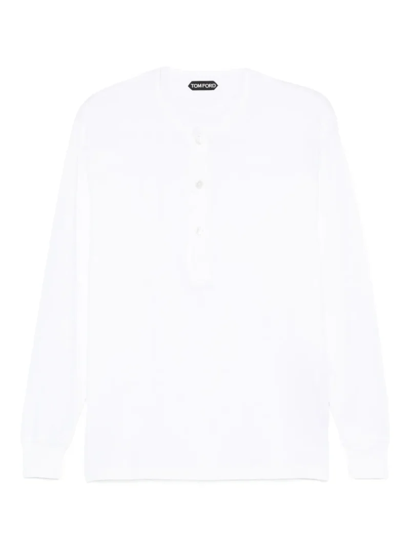 Bluza TOM FORD Long-Sleeve Button-Placket alb