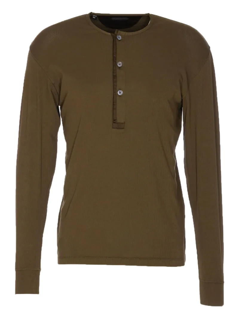 Bluza TOM FORD Ribbed Henley khaki