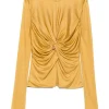 Bluza Versace Twist-Detail Long-Sleeve auriu
