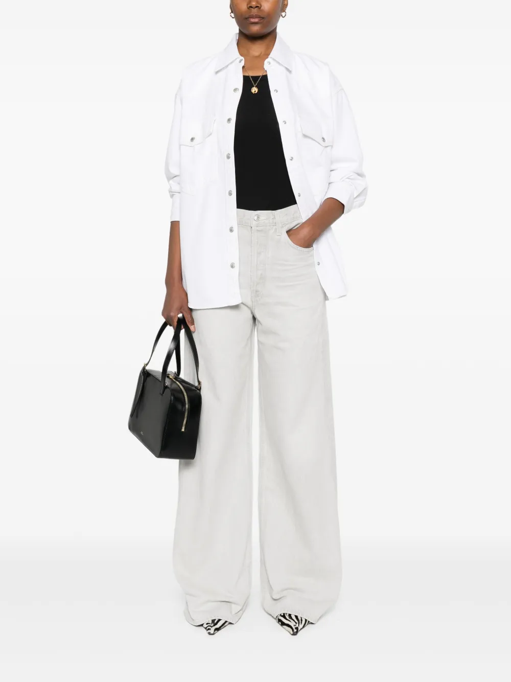 Camasa Agolde Press-Stud alb - imagine 4