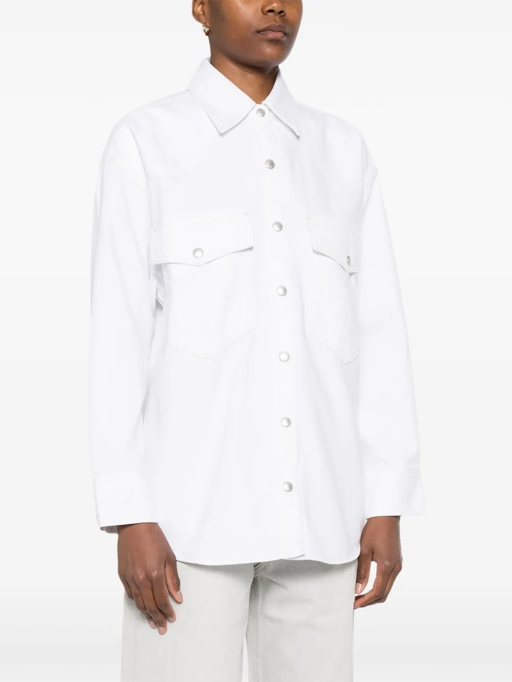 Camasa Agolde Press-Stud alb - imagine 3