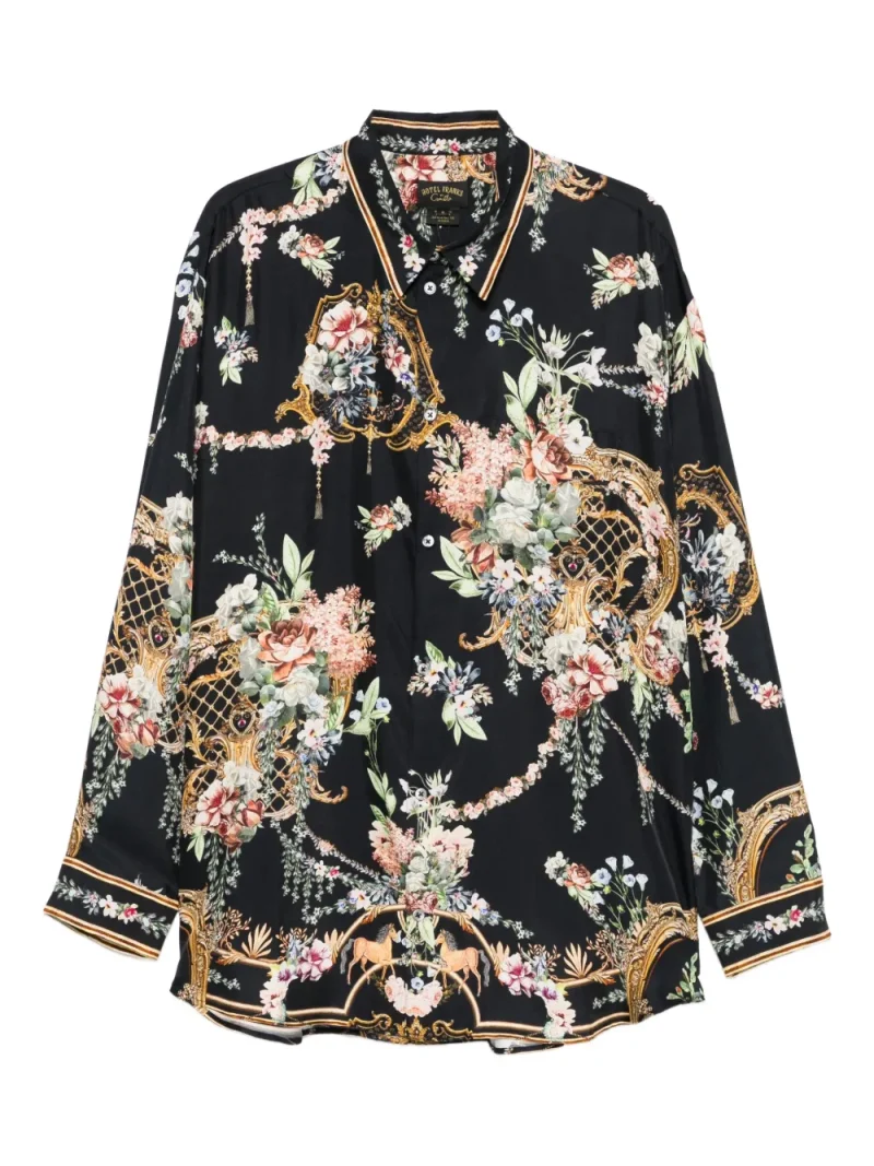 Camasa Camilla Baroque-Print Buttoned negru