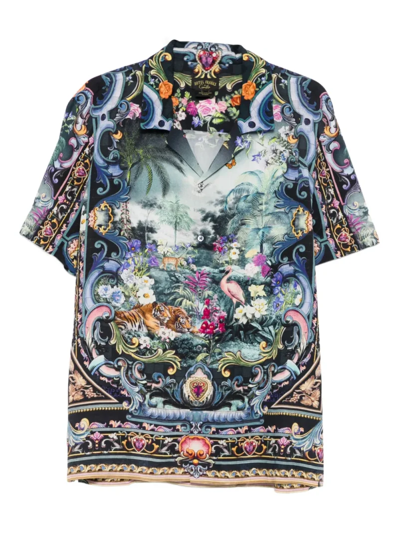 Camasa Camilla Baroque-Print Point-Collar multicolor