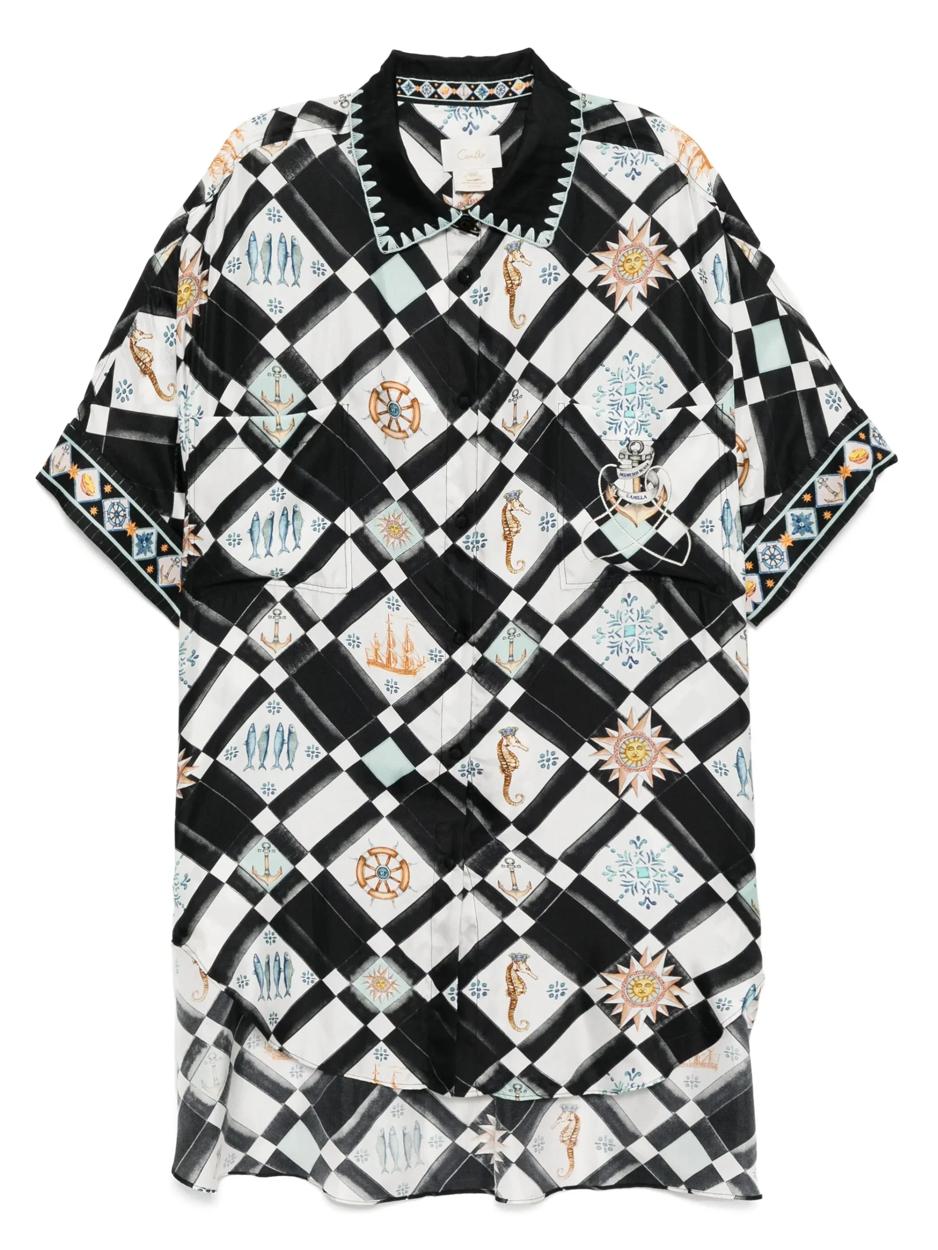 Camasa Camilla Folk Afloat negru