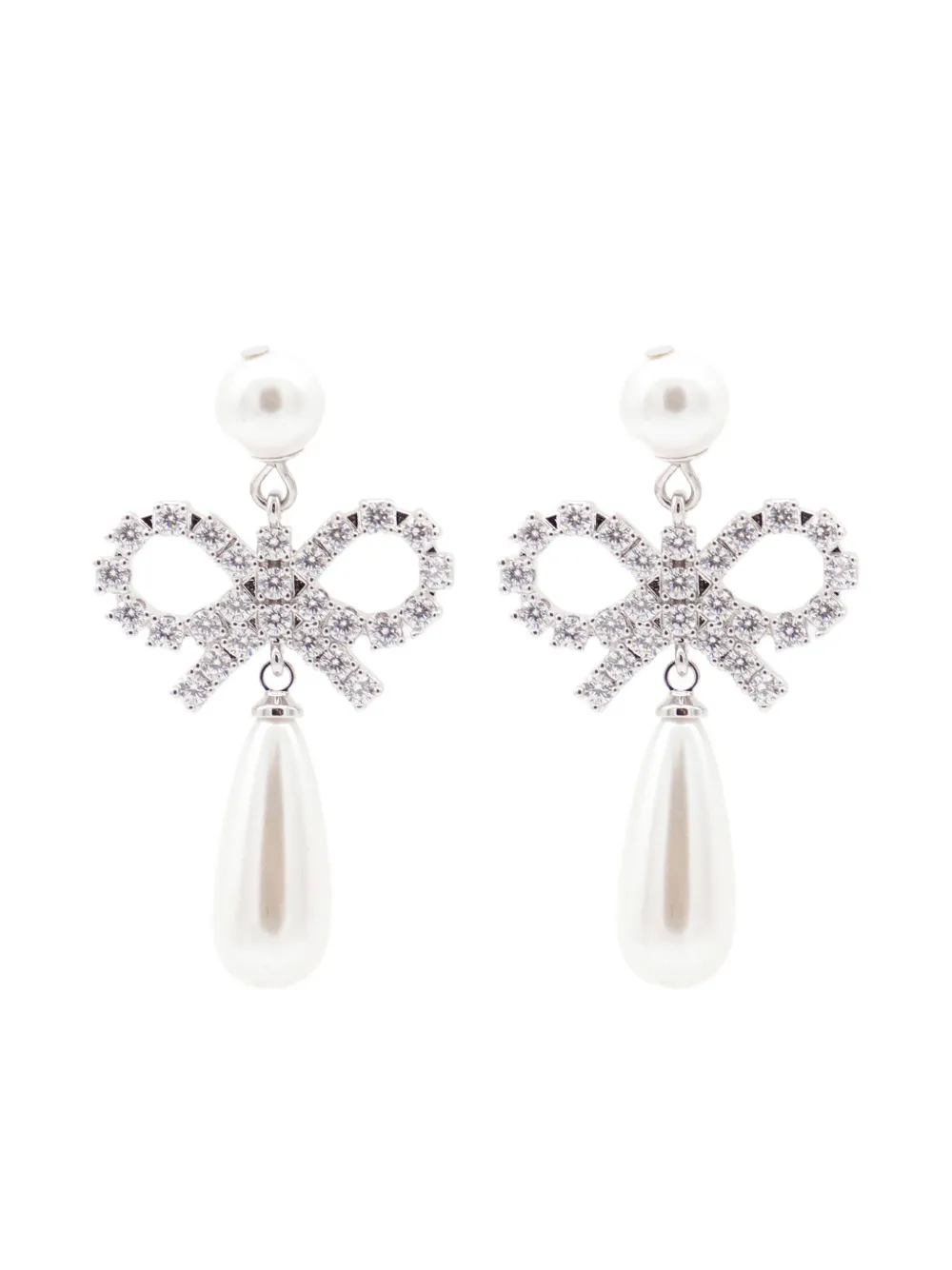 Cercei Self-Portrait Bow Droplet argintiu