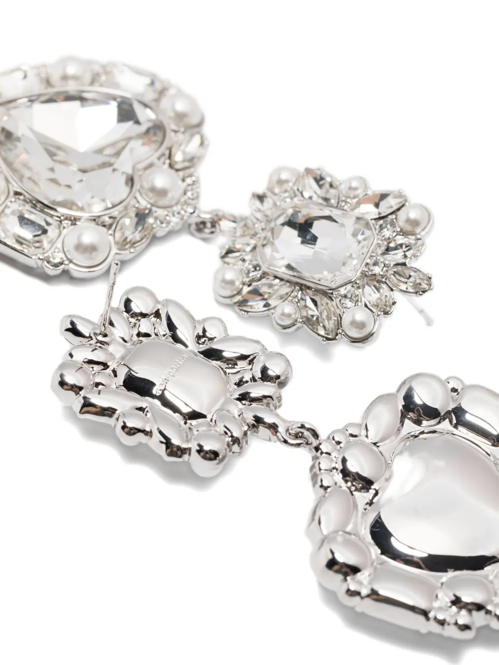 Cercei Self-Portrait Crystal-Pearl Tiered-Heart argintiu - imagine 3