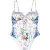 Costum de baie Camilla Floral-Print alb