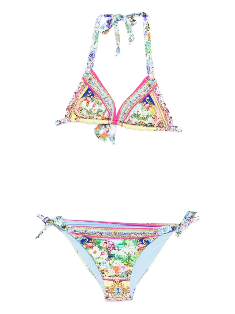 Costum de baie Camilla Floral-Print Halter Bikini multicolor