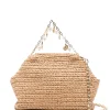 Geanta Self-Portrait Charm-Detail Raffia Clutch bej