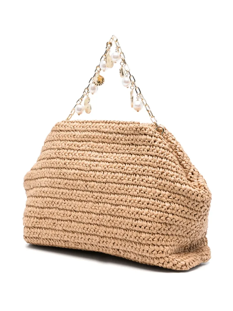 Alternative view of Geanta Self-Portrait Charm-Detail Raffia Clutch bej