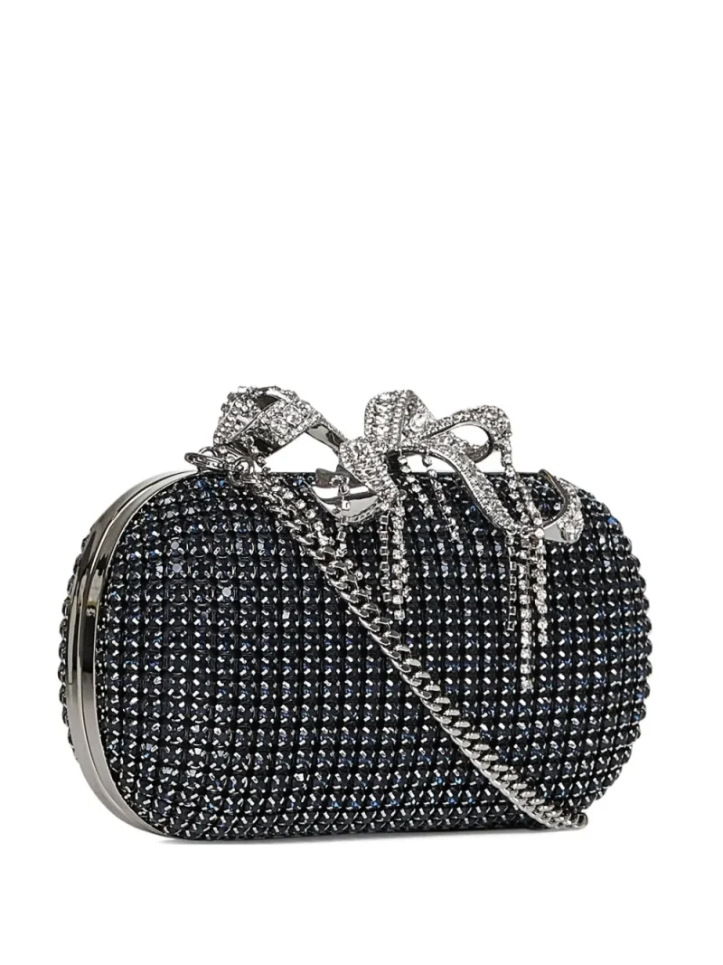 Geanta Self-Portrait Crystal-Embellished Clutch argintiu