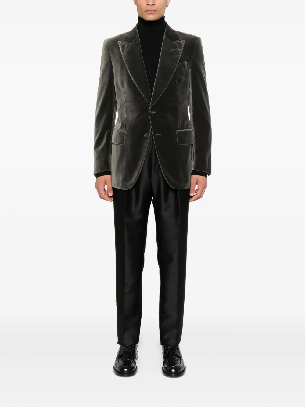 Jacheta TOM FORD Single-Breasted Velvet gri - imagine 3