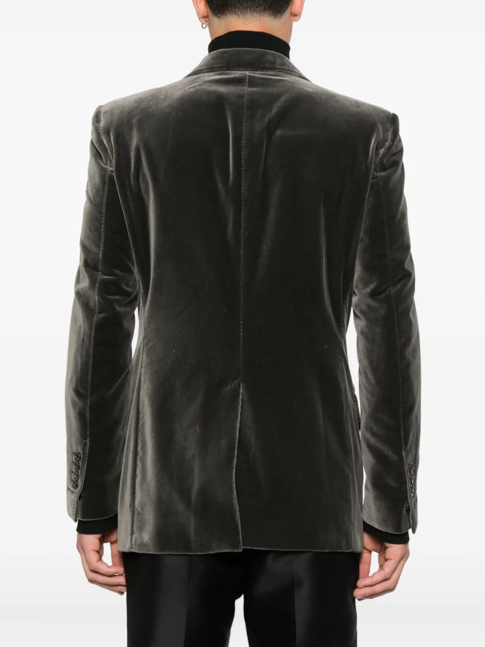 Jacheta TOM FORD Single-Breasted Velvet gri - imagine 2