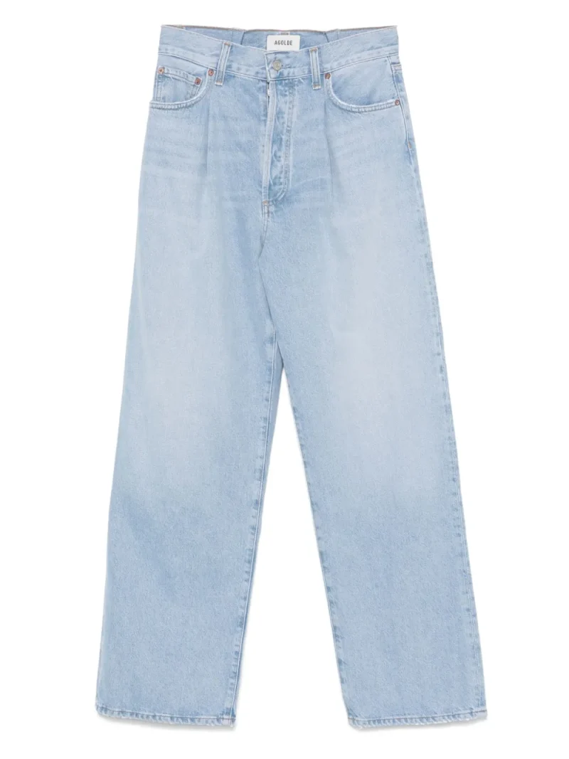 Pantaloni denim Agolde Wide-Leg albastru