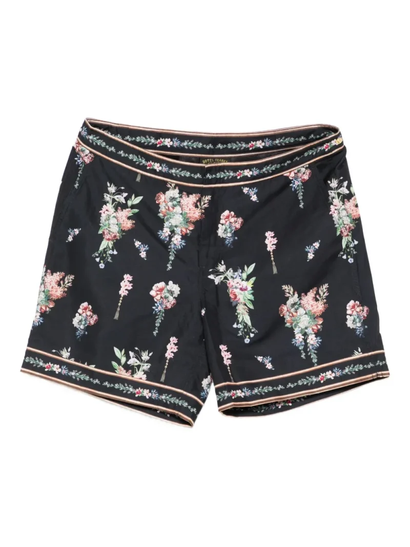 Pantaloni scurti Camilla Floral-Print Tassel Swim negru