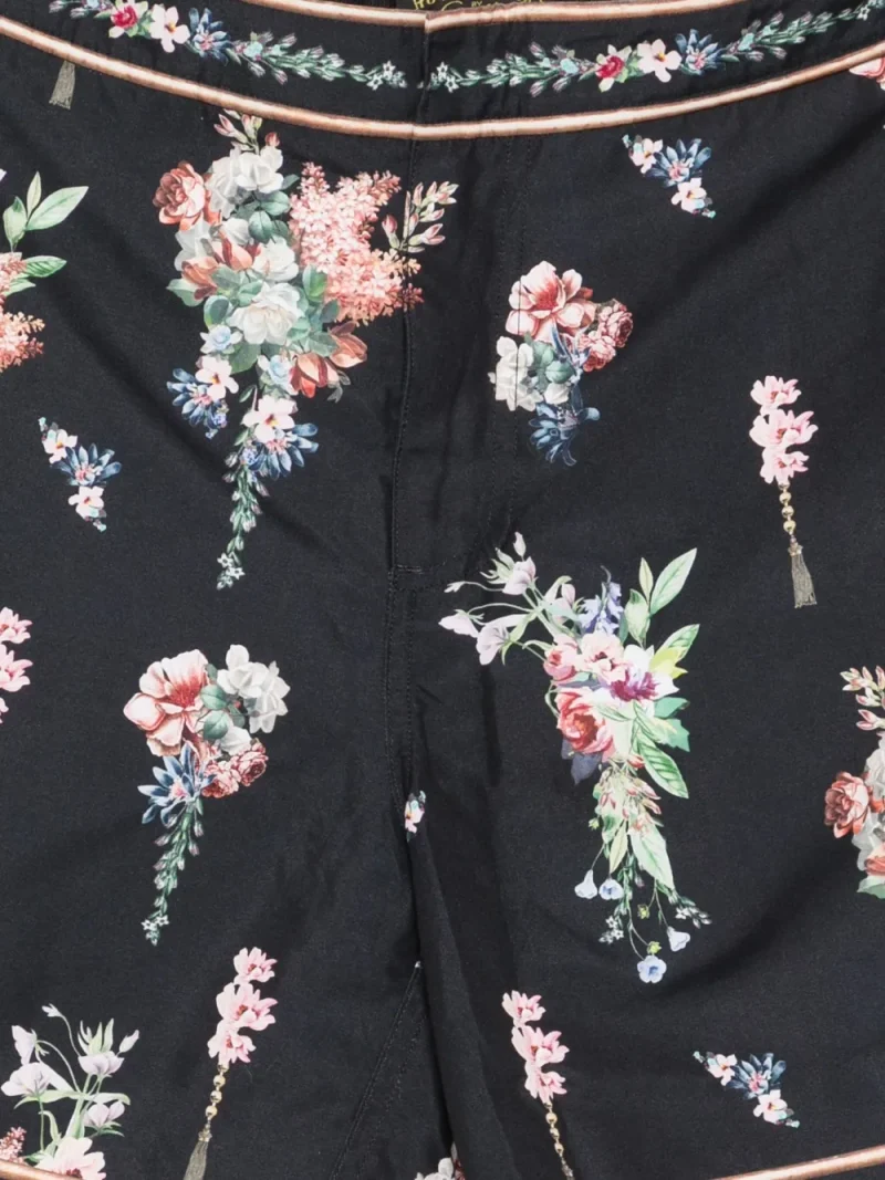 Alternative view of Pantaloni scurti Camilla Floral-Print Tassel Swim negru