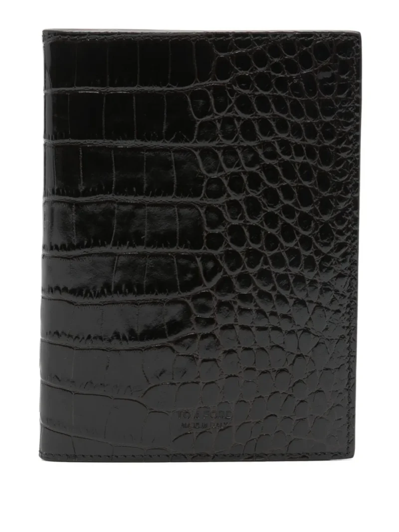 Portofel Tom Ford Crocodile-Effect Leather negru