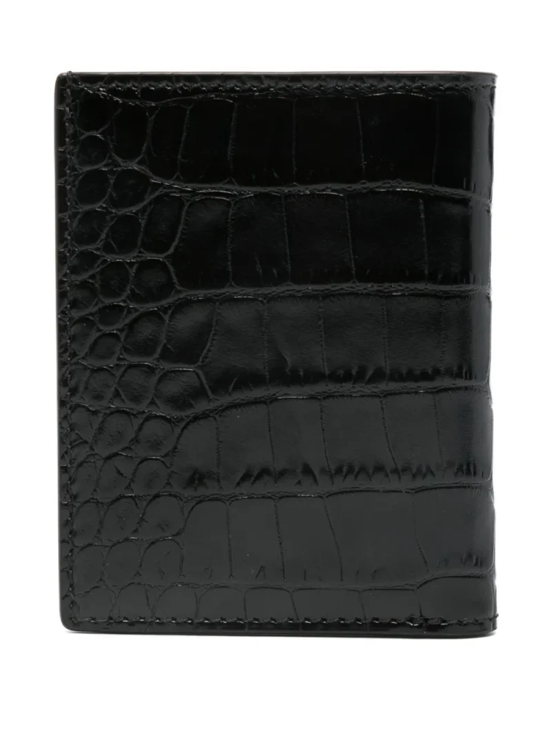 Portcard Tom Ford Crocodile-embossed negru