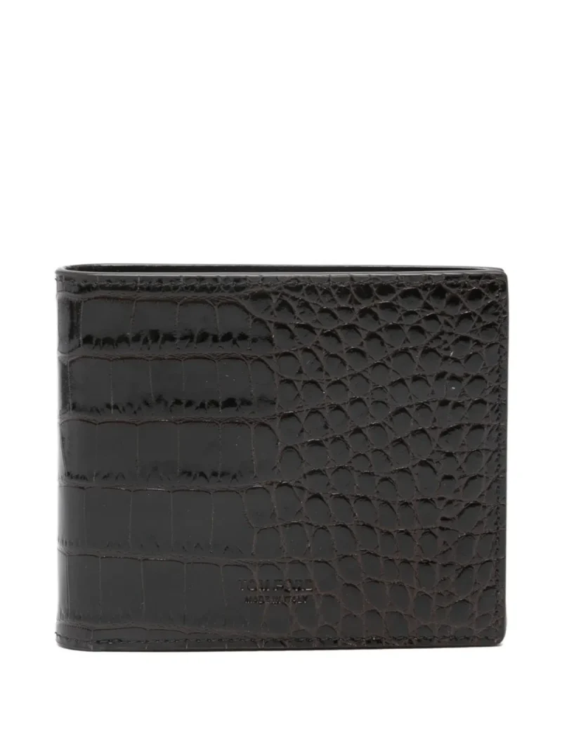 Portofel Tom Ford Embossed Crocodile-Print Leather negru
