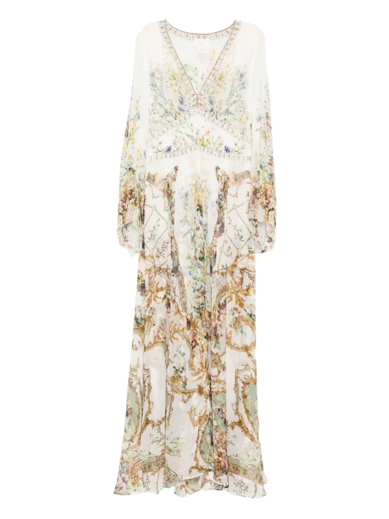 Rochie maxi Floral-Print Flared multicolor