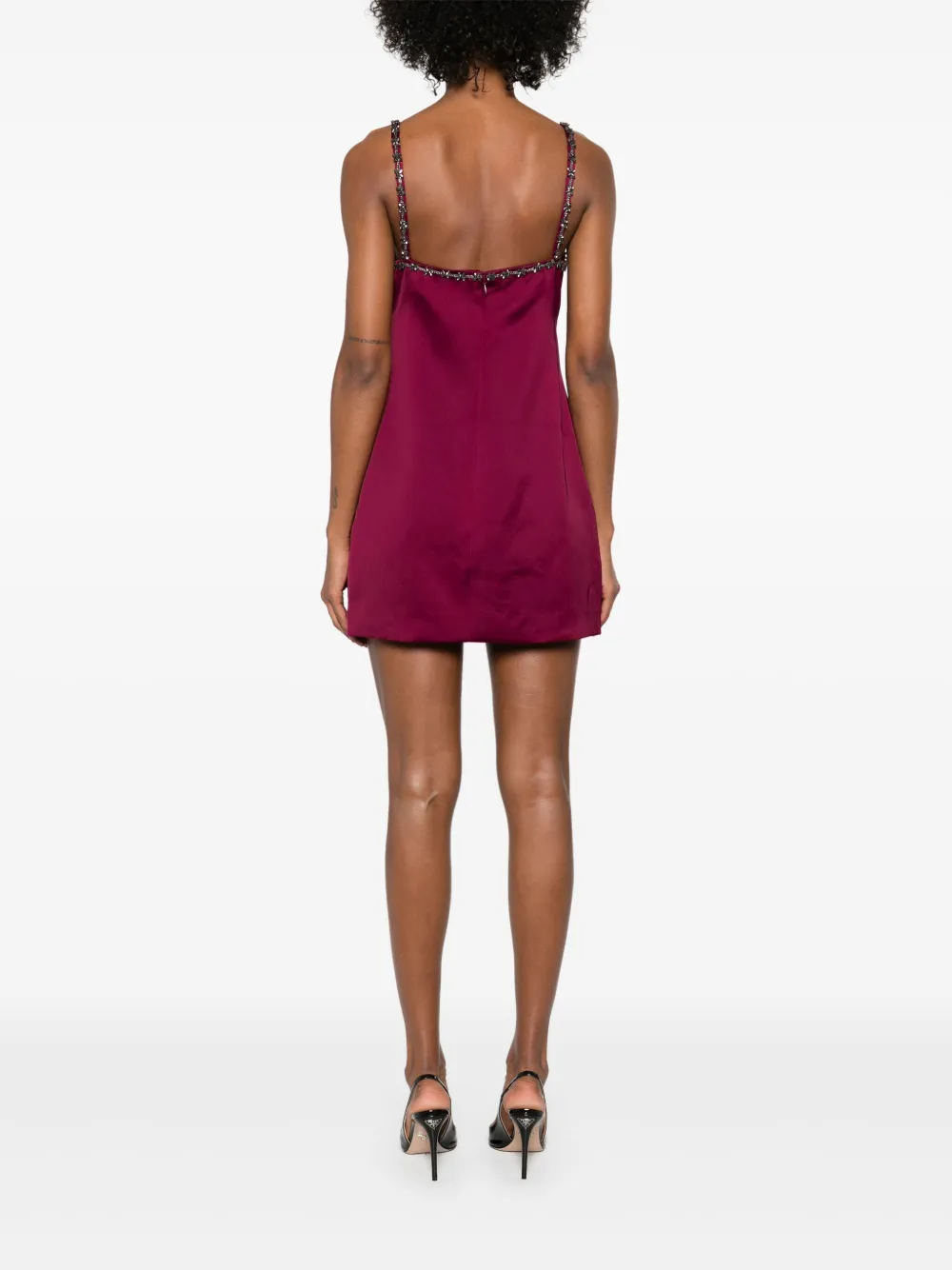 Rochie mini Self-Portrait Satin visiniu - imagine 2