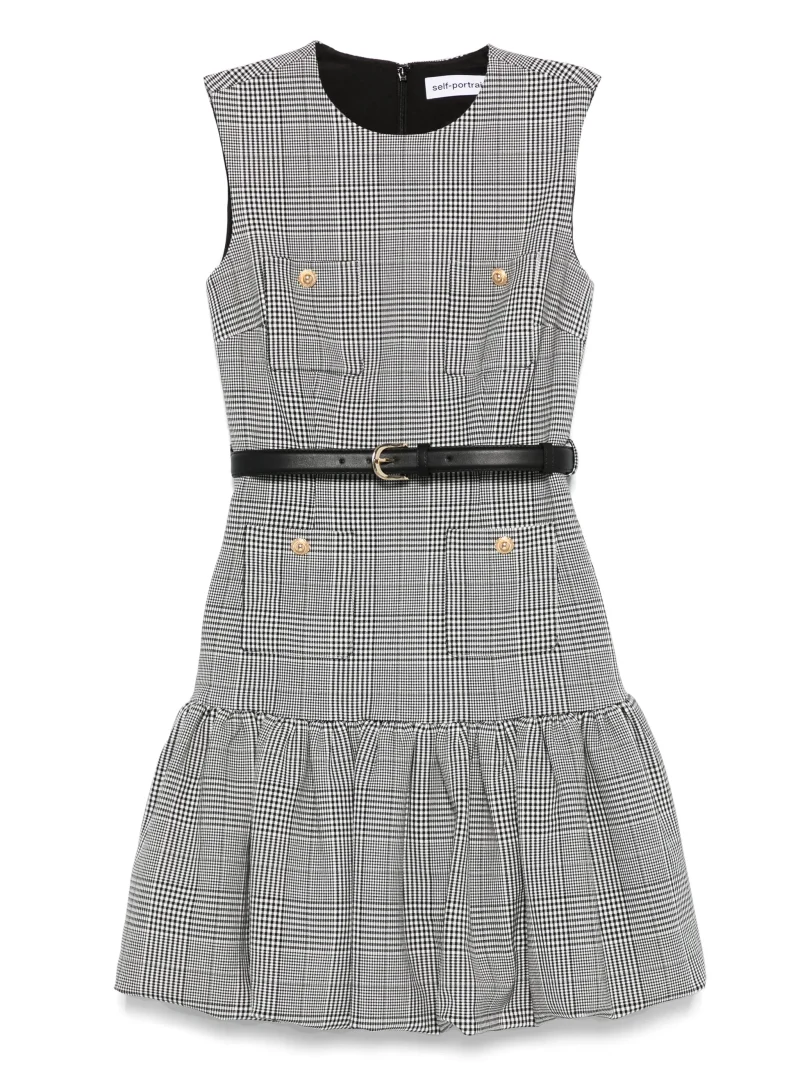 Rochie Self-Portrait checked gri