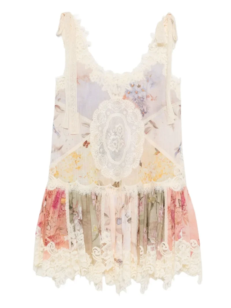 Rochie mini Zimmermann cascadian lace multicolor