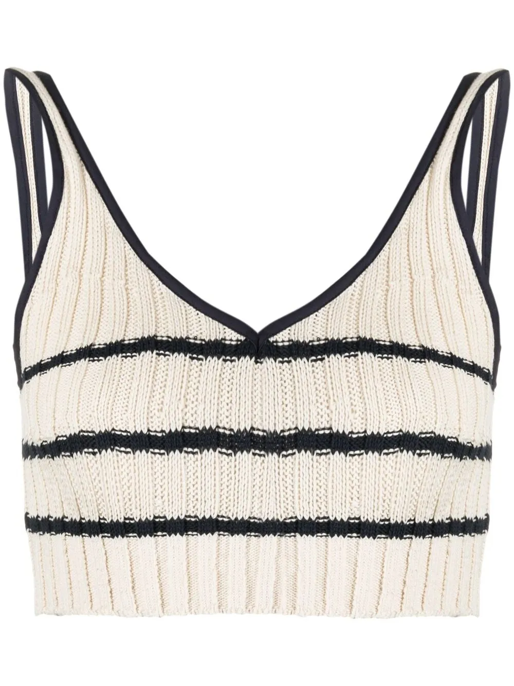 Top Lorena Antoniazzi Ribbed-Knit Cropped bej