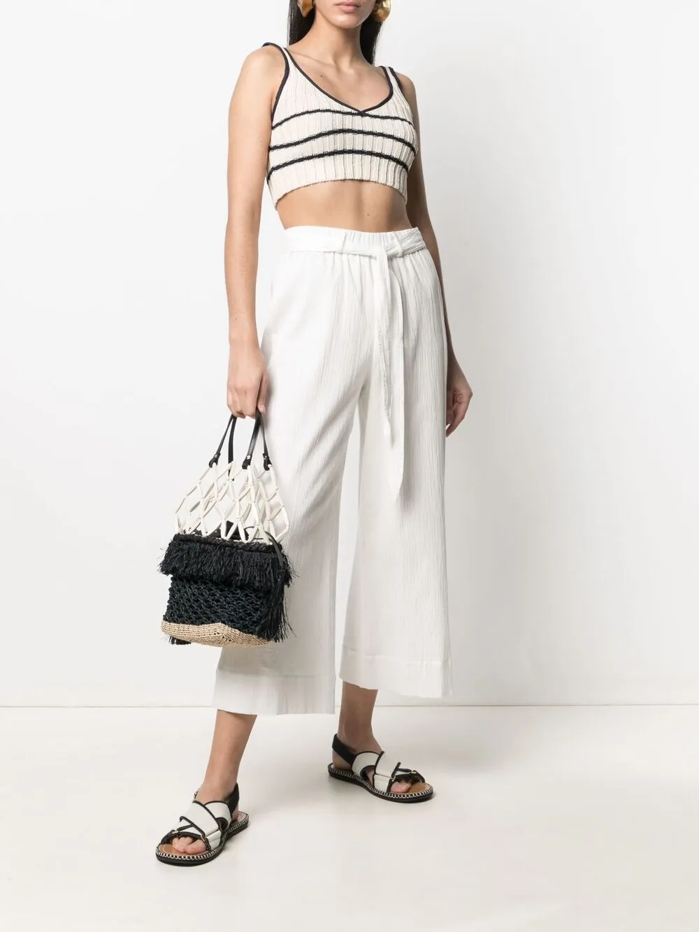 Top Lorena Antoniazzi Ribbed-Knit Cropped bej - imagine 4