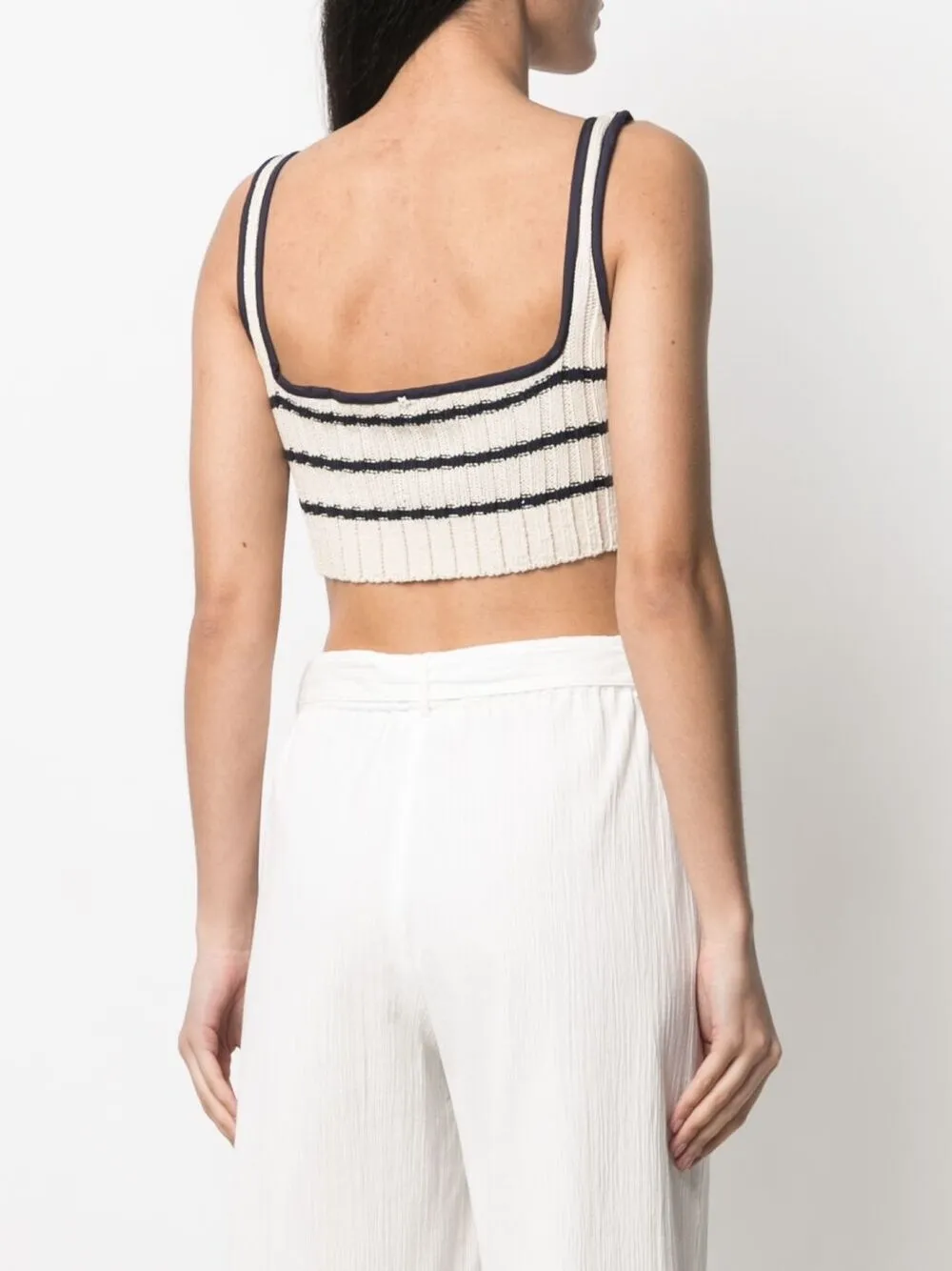 Top Lorena Antoniazzi Ribbed-Knit Cropped bej - imagine 2