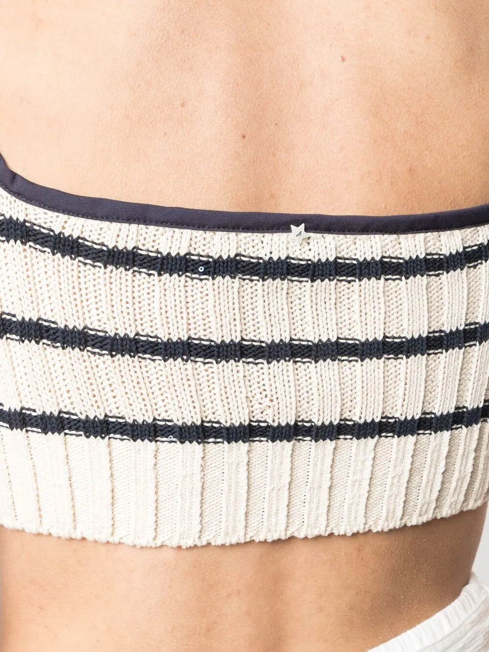 Top Lorena Antoniazzi Ribbed-Knit Cropped bej - imagine 5