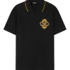 Tricou polo Versace Architectural Baroque-Embroidered negru