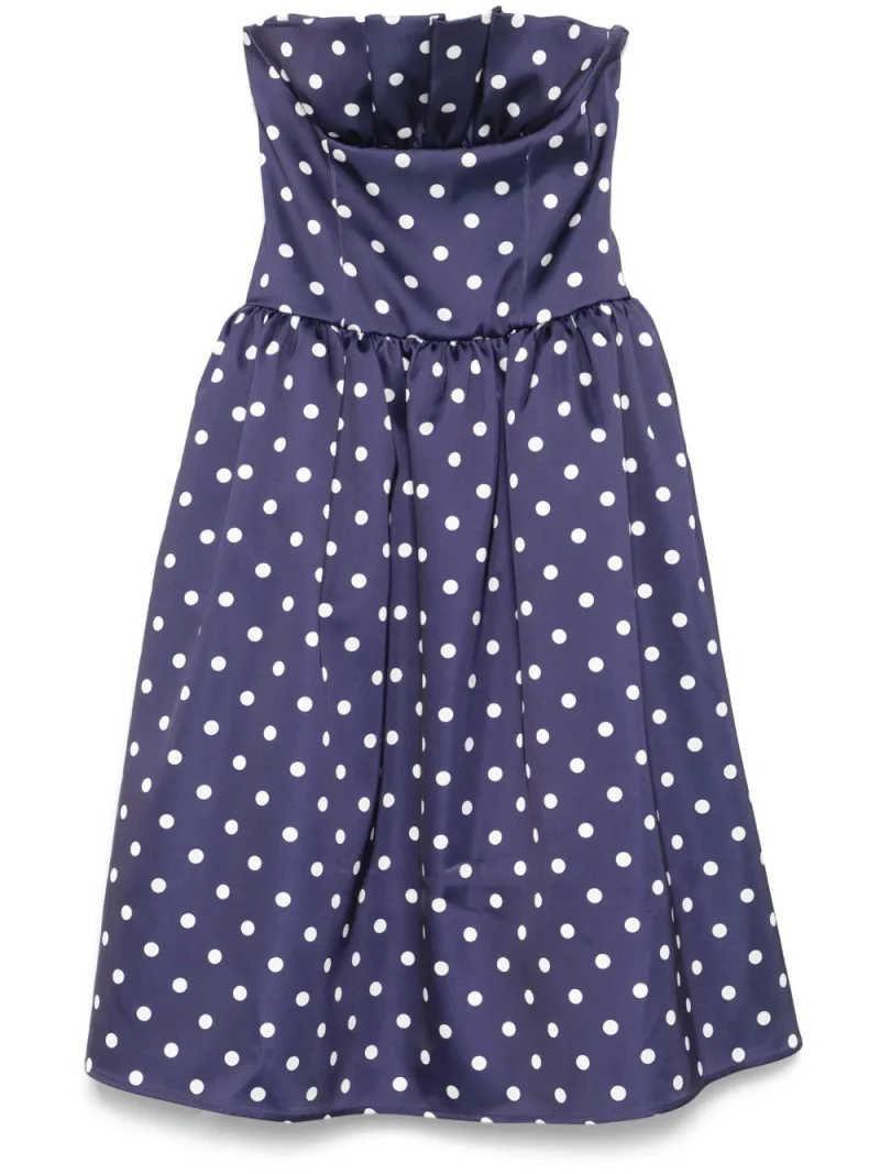 Rochie midi Self-Portrait Polka-Dot bleumarin