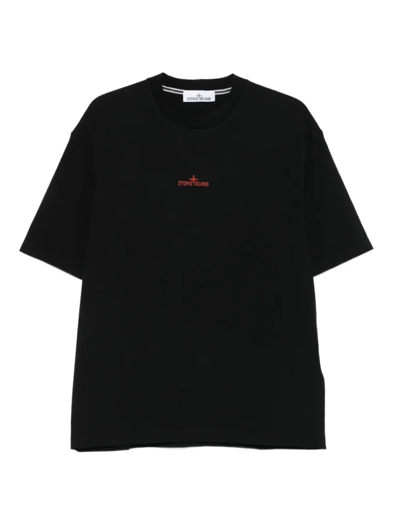 Tricou Stone Island Logo-Embroidered negru