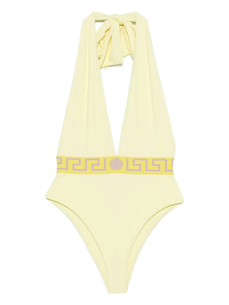 Costum de baie Versace Greca Halterneck galben