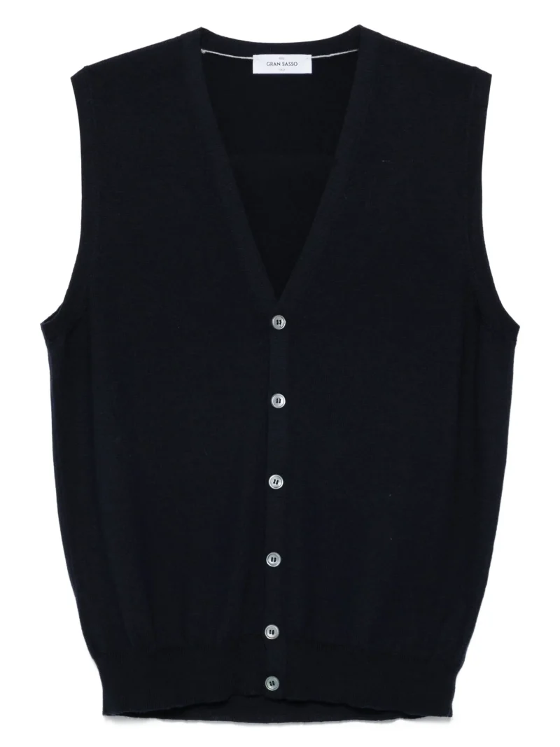 Cardigan Gran Sasso button-front wool albastru