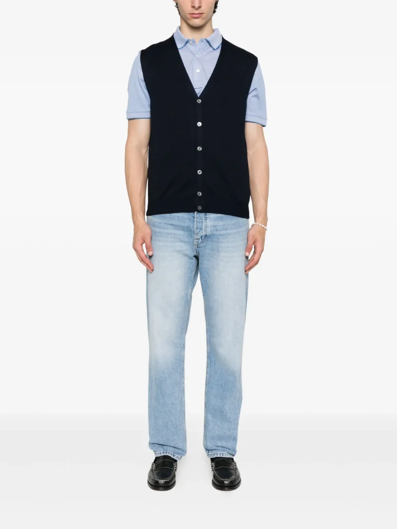 Alternative view of Cardigan Gran Sasso button-front wool albastru