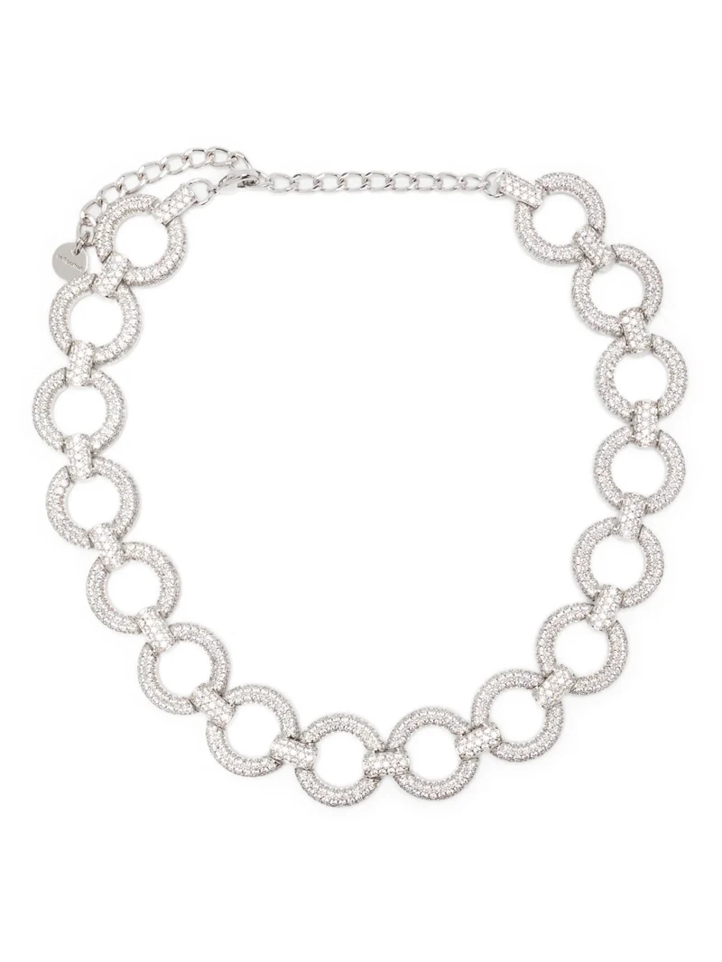 Alternative view of Colier Self-Portrait crystal-embellished choker argintiu