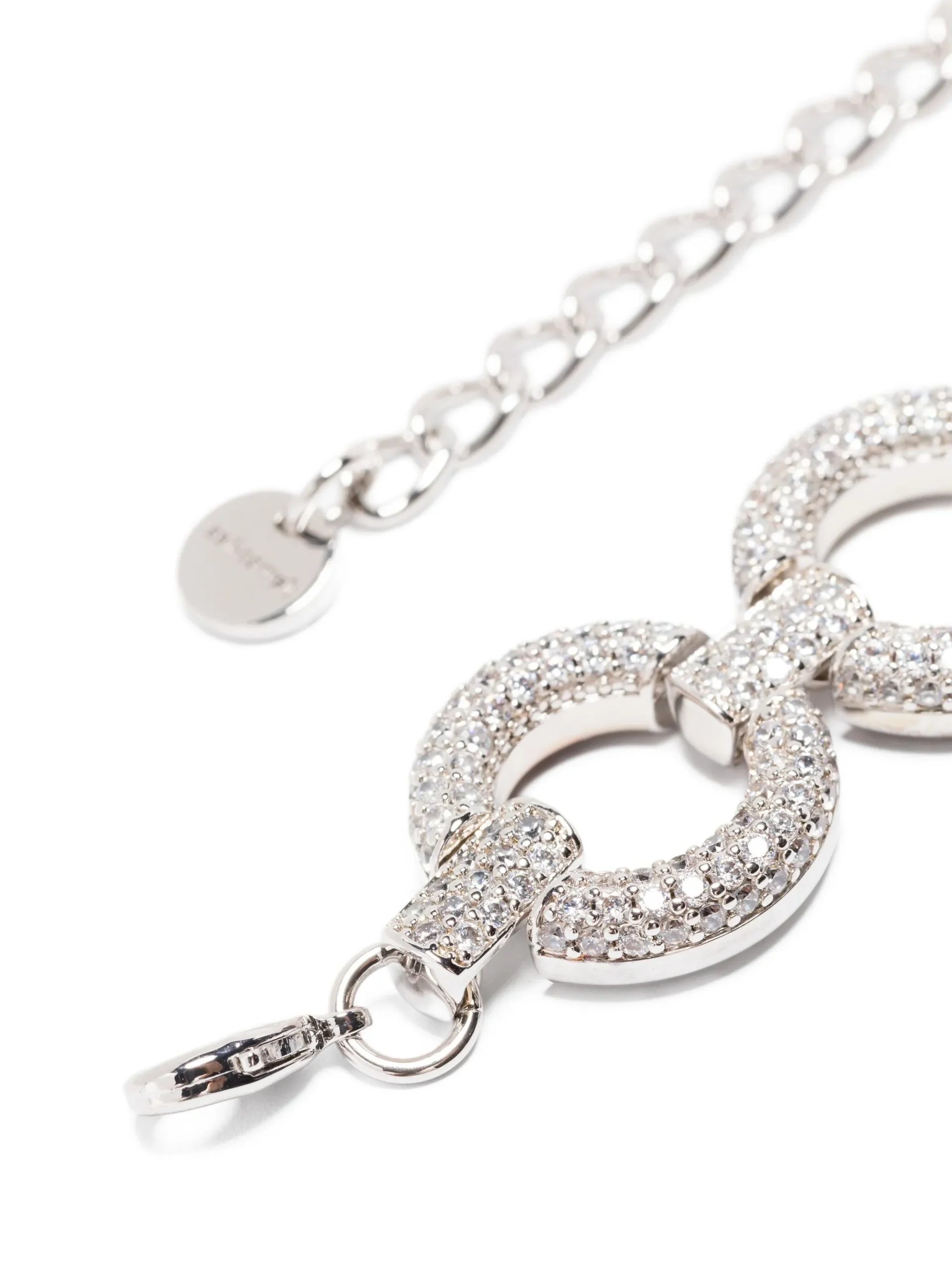 Colier Self-Portrait crystal-embellished choker argintiu - imagine 3