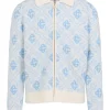 Cardigan monogram Casablanca zip-up albastru