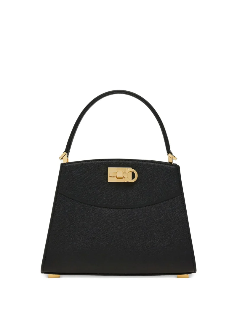 Geanta Ferragamo Gancini grained top-handle negru