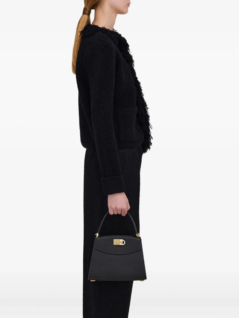 Alternative view of Geanta Ferragamo Gancini grained top-handle negru