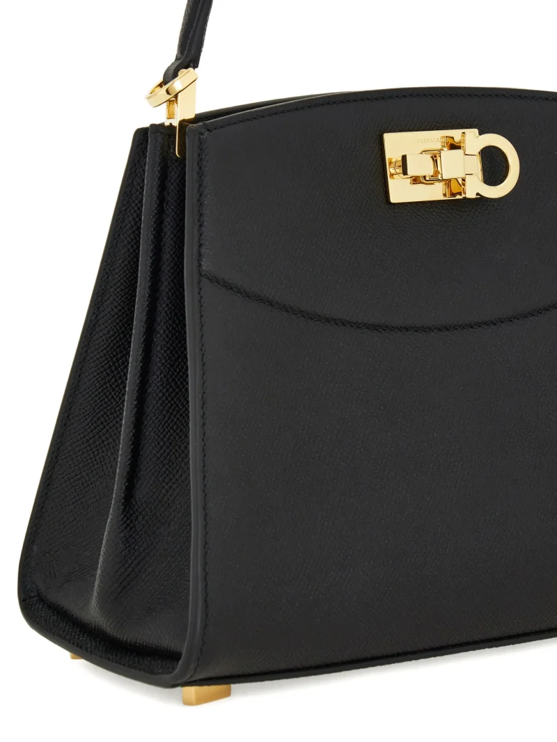 Geanta Ferragamo Gancini grained top-handle negru - imagine 6