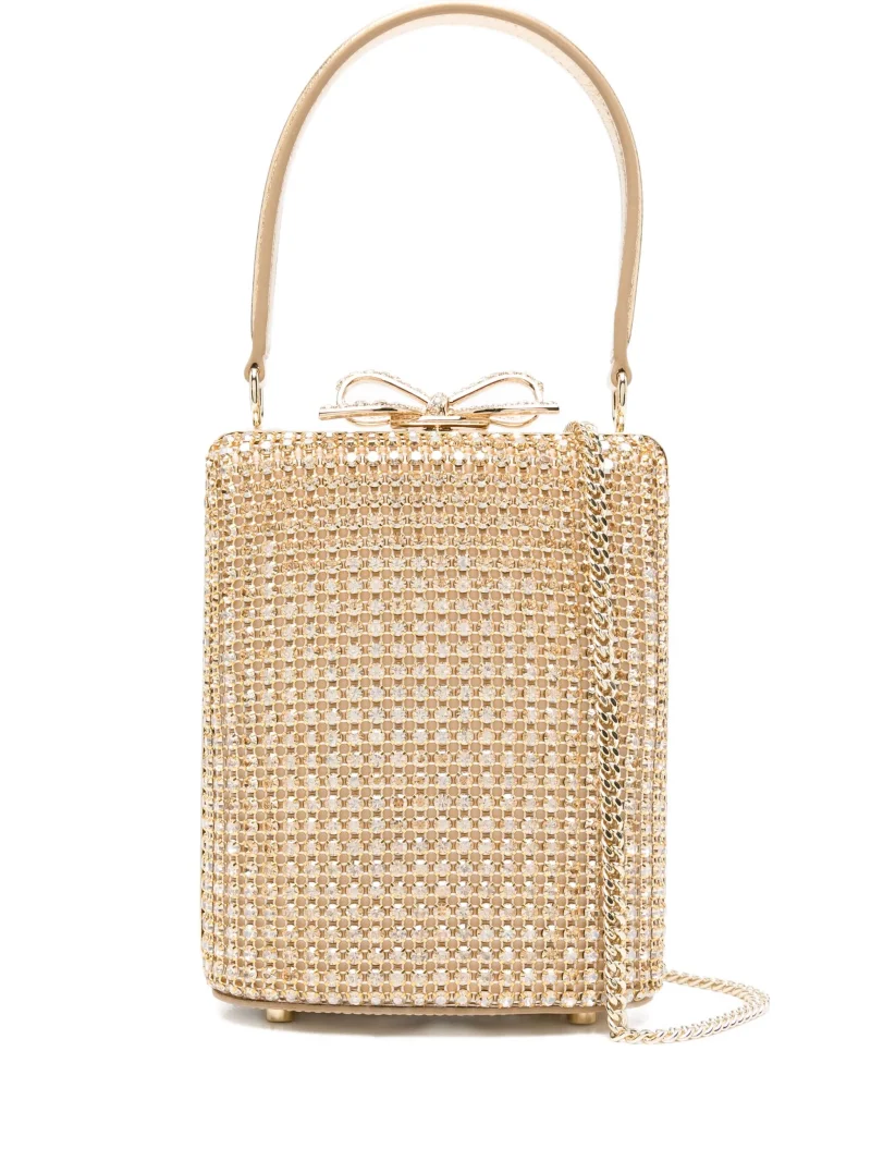 Geanta Self-Portrait crystal-embellished bow-detail mini