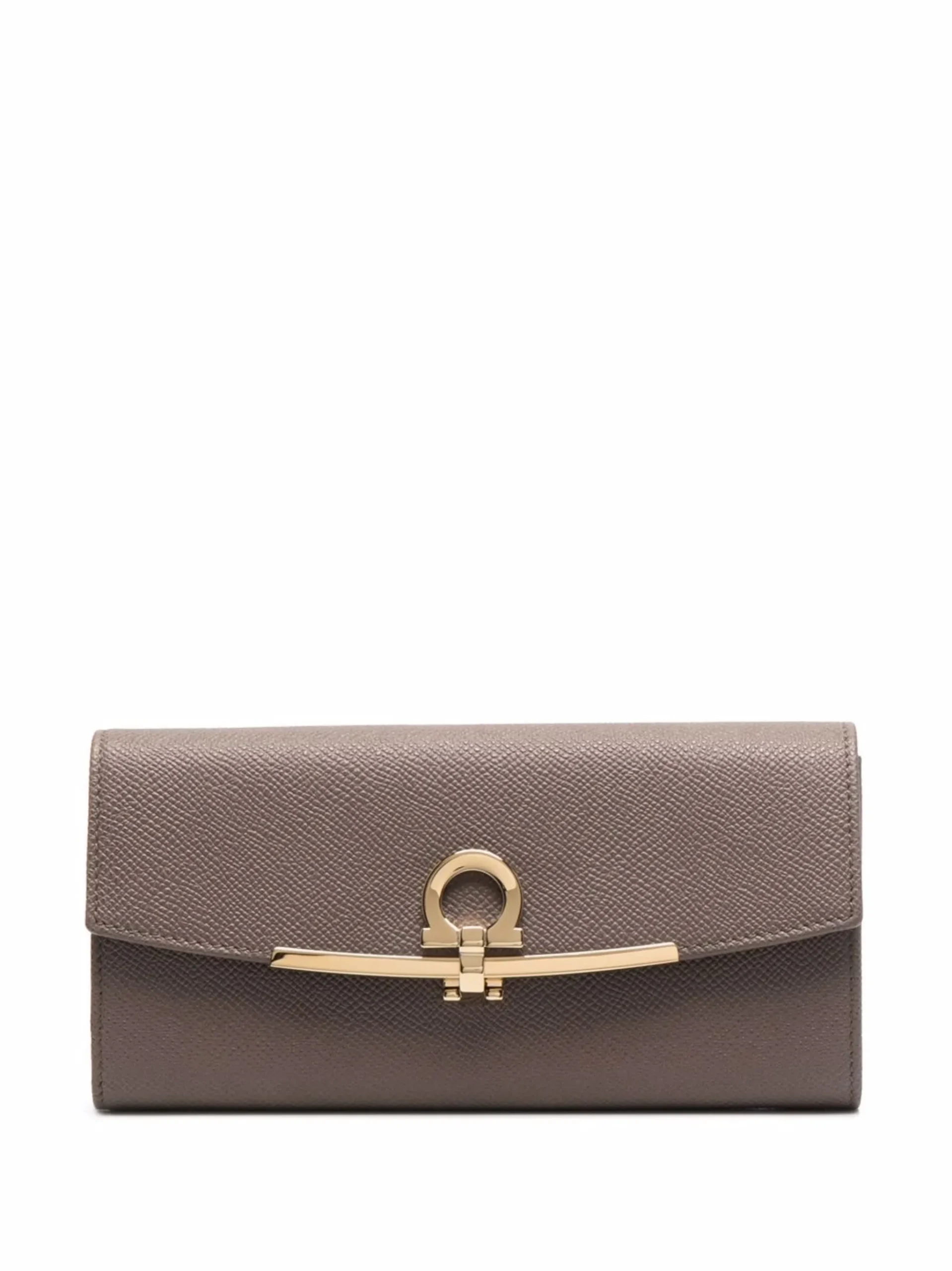 Portofel Ferragamo continental pebbled maro