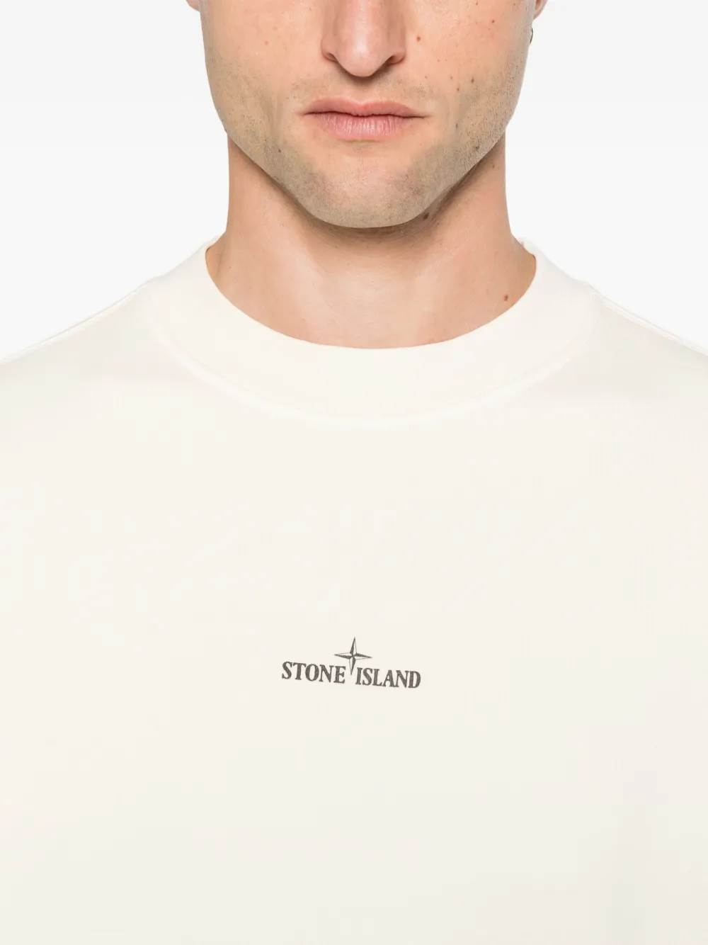 Bluza Stone Island Logo-Print bej - imagine 5