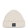 Caciula Stone Island Ribbed Logo-Patch Beanie ecru